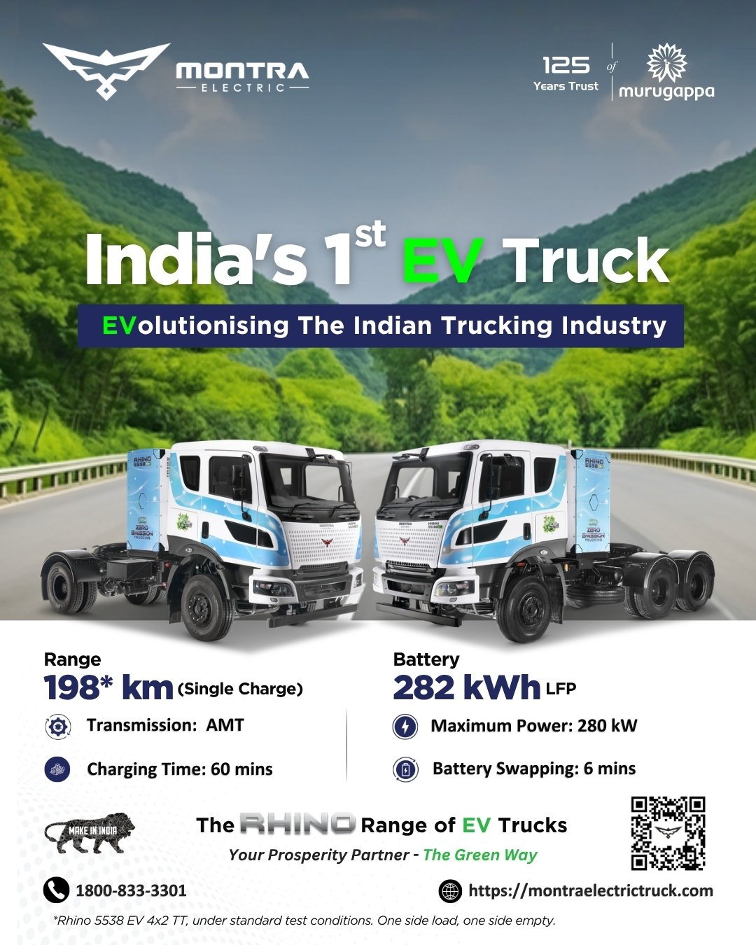India's first EV truck — the Rhino range, range and battery specs